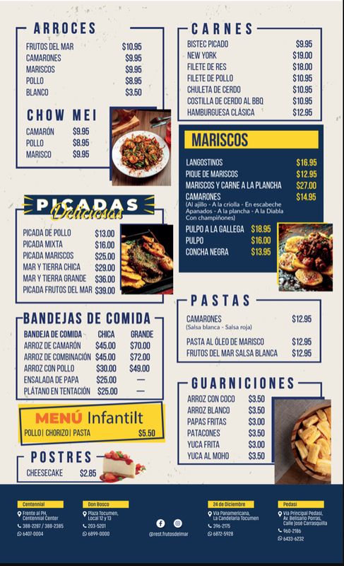 Menú Principal Impreso · Frutos del Mar (Pág 2)